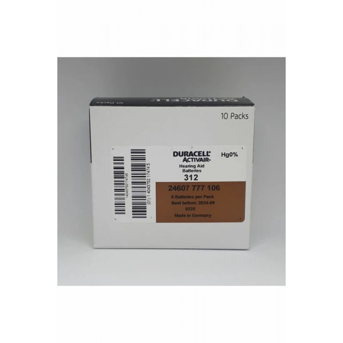 Duracell 312 Numara İşitme Cihaz Pili Kulaklık Pili 6lı*10 Pa...