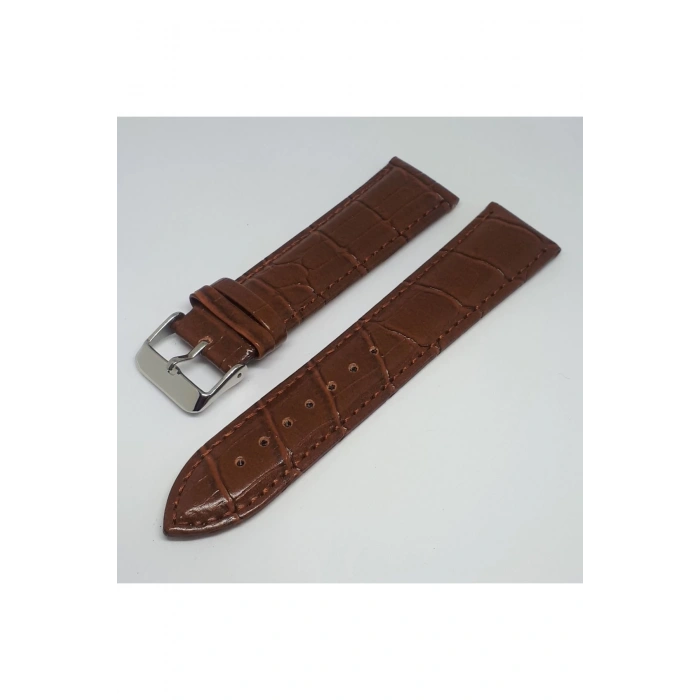 22mm Açık Kahve Taba Renk Croco Suni Deri Saat Kordonu