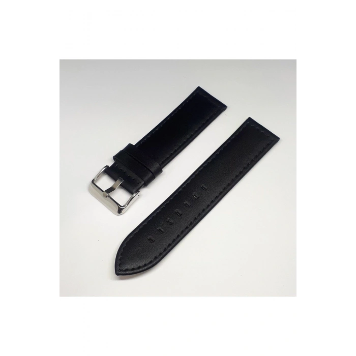 22mm Siyah Düz Deri Saat Kayışı Kordonu 22x22
