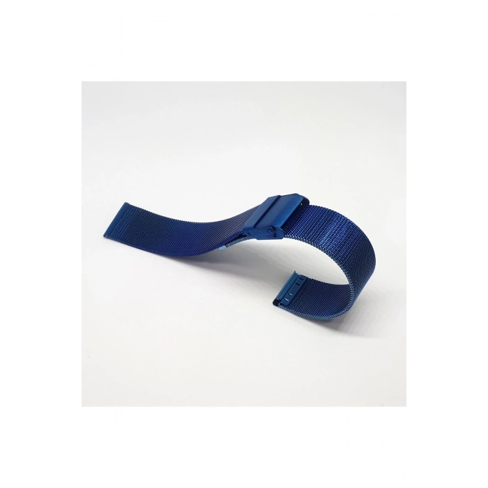 20mm Lacivert Mavi Renk Hasır İnce Örgü Çelik Kaplama Metal Saat Kordonu