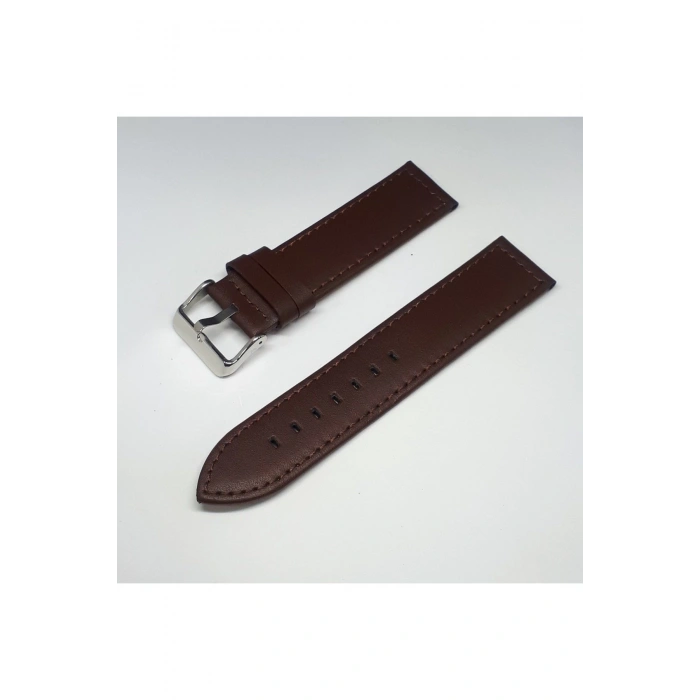 24mm Kahverengi Düz Deri Saat Kayışı Kordonu 24x24