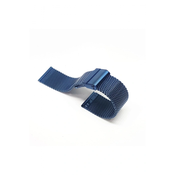 18mm Lacivert Mavi Renk Hasır Kalın Örgü Çelik Kaplama Metal Saat Kordonu
