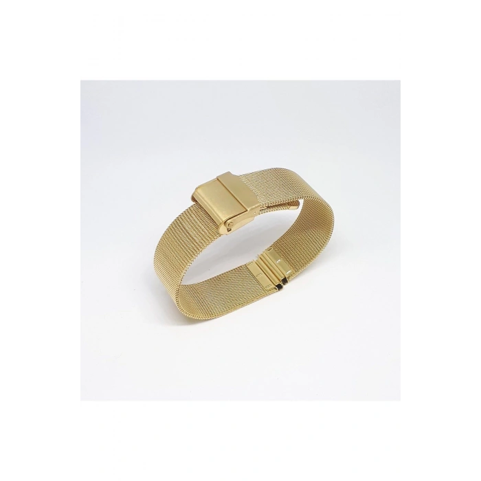 20mm Sarı Gold Renk Hasır İnce Örgü Çelik Kaplama Metal Saat Kordonu