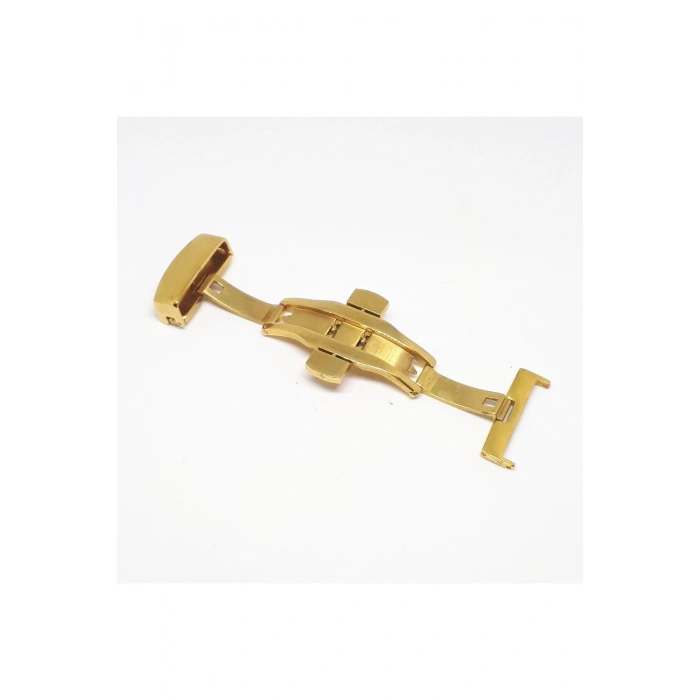 Saat Deri Kordon Klipsi Kelebek Kilit Sarı Gold - Toka Ölçü  26mm