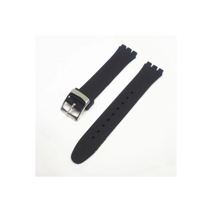 17mm Swatch Uyumlu Siyah Slikon Saat Kordonu