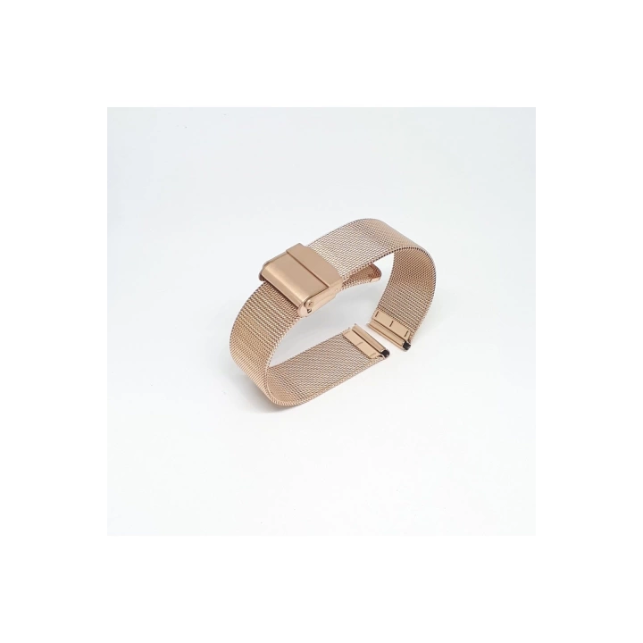 18mm Rose Bakır Renk Hasır Ince Örgü Çelik Kaplama Metal Saat Kordonu