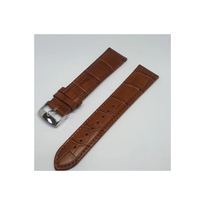 22mm Açık Kahve Taba Renk Croco Deri Saat Kordonu