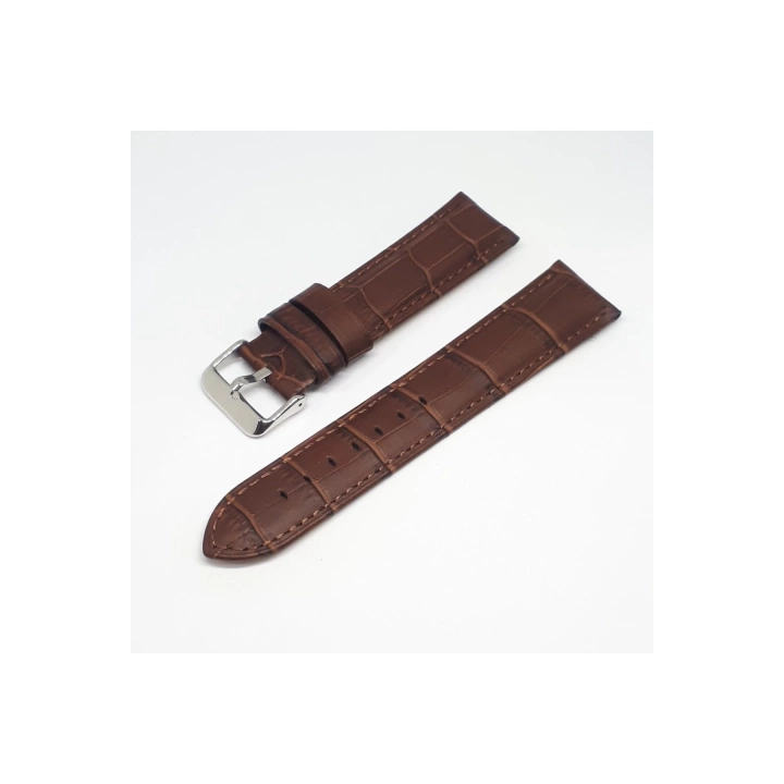 22mm Marka Kahve Croco Hakiki Deri Saat Kordonu