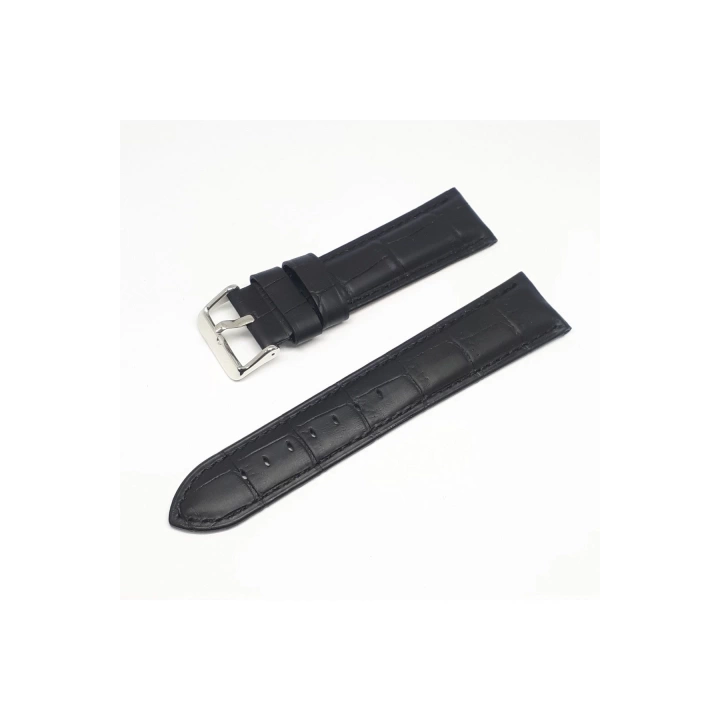 22mm Marka Siyah Croco Hakiki Deri Saat Kordonu