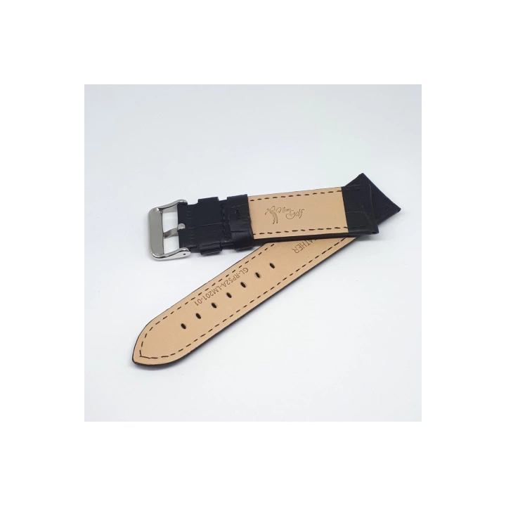 22mm Marka Siyah Croco Hakiki Deri Saat Kordonu