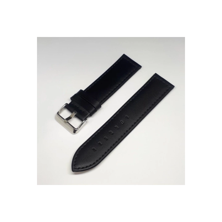 24 mm Siyah Düz Deri Saat Kayışı Kordonu 24x24