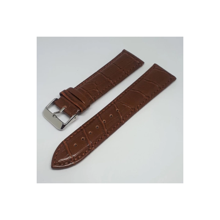 24mm Açık Kahve Taba Renk Croco Suni Deri Saat Kordonu