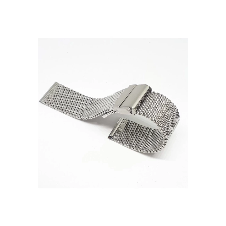 Beyaz Hasır Kalın Örgü Çelik Kaplama Metal Saat Kordonu 20mm