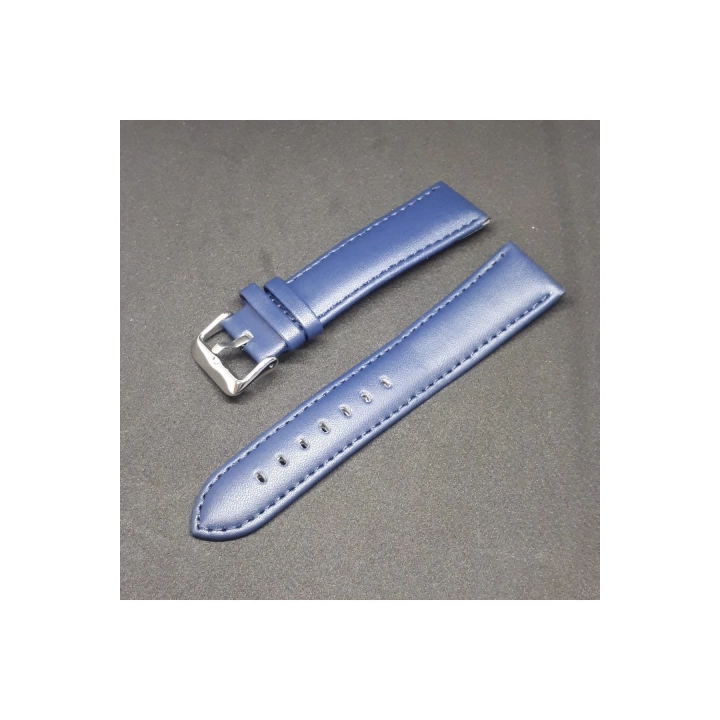 Düz Bombeli Deri Saat Kayışı Saat Kordonu Lacivert 24 x 22 24mm