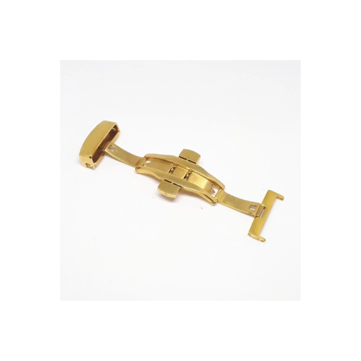 Saat Deri Kordon Klipsi Kelebek Kilit Sarı Gold - Toka Ölçü 22mm