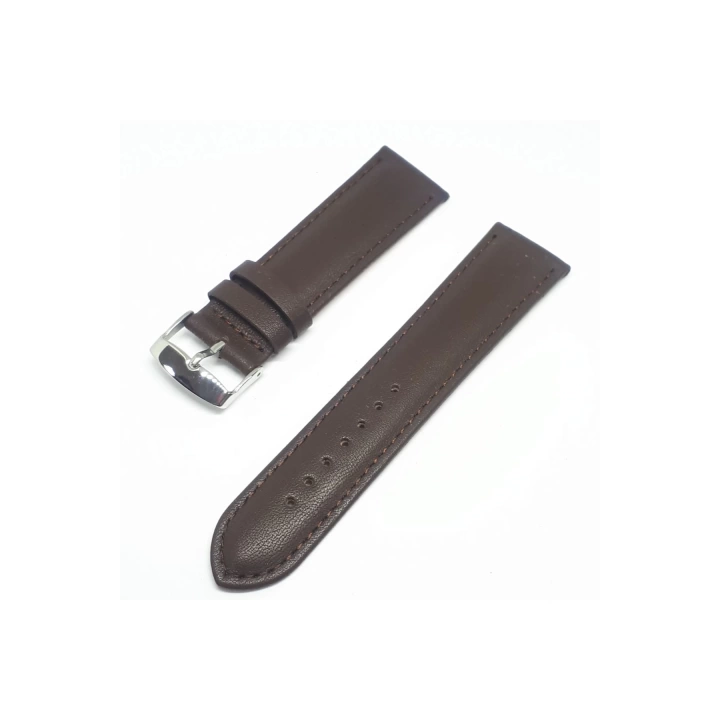 Unisex Kahverengi Desensiz Hakiki Deri Saat Kordonu 20 mm