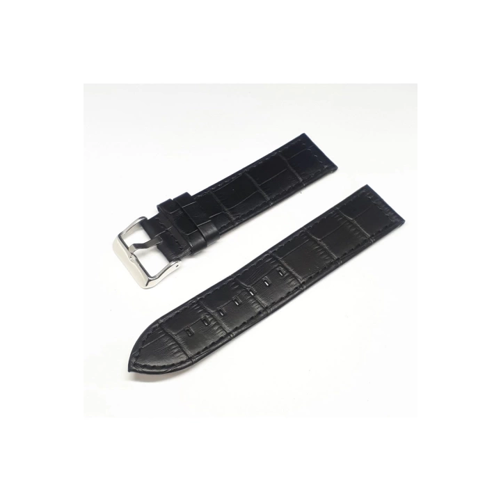 Unisex Siyah Croco Deri Saat Kayışı Kordonu 22x22 22mm