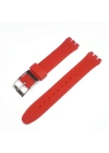 17mm Swatch Uyumlu Chrono Model Slikon Saat Kordonu - KIRMIZI