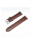 24mm Kahverengi Croco Bombeli Deri Saat Kayışı Kordonu 24x22