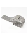 Hasır Kalın Örgü Çelik Kaplama Metal Saat Kordonu Beyaz 26mm