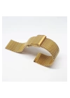 Unisex Sarı Gold Renk Hasır Kalın Örgü Çelik Kaplama Metal Saat Kordonu 26 mm