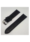 Unisex Siyah Croco Hakiki Deri Saat Kordonu 22 mm