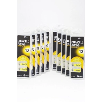 Duracell 10 Numara İşitme Cihaz Pili Kulaklık Pili 6lı*10 Paket