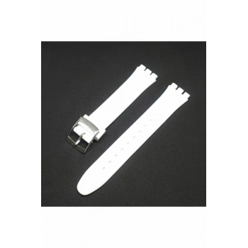 17mm Swatch Uyumlu Chrono Model Slikon Saat Kordonu - BEYAZ