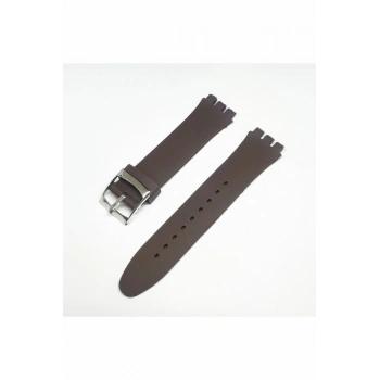 17mm Swatch Uyumlu Chrono Model Slikon Saat Kordonu - KAHVE