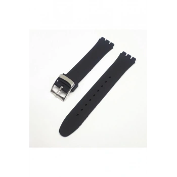 17mm Swatch Uyumlu Chrono Model Slikon Saat Kordonu - SİYAH