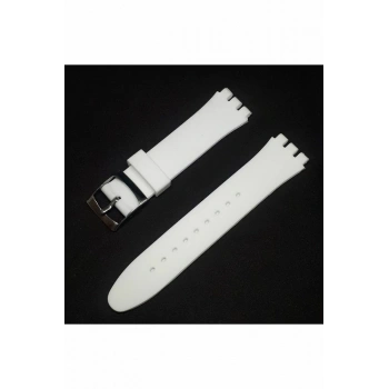 19mm Swatch Uyumlu Chrono Model Slikon Saat Kordonu - BEYAZ