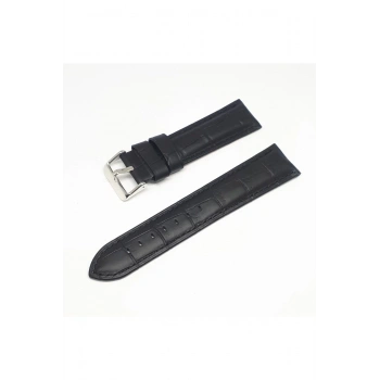 20mm Golf Marka Siyah Croco Hakiki Deri Saat Kordonu