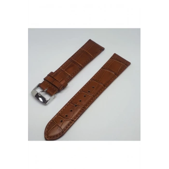 22mm Açık Kahve Taba Renk Croco Hakiki Deri Saat Kordonu