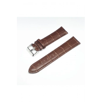 22mm Kahverengi Croco Bombeli Deri Saat Kayışı Kordonu 22x20