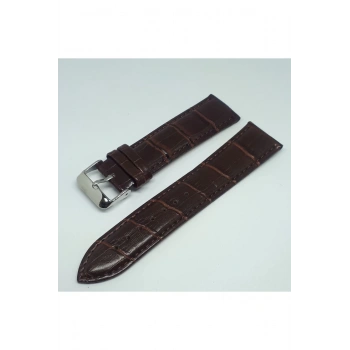 22mm Kahverengi Croco Suni Deri Saat Kordonu