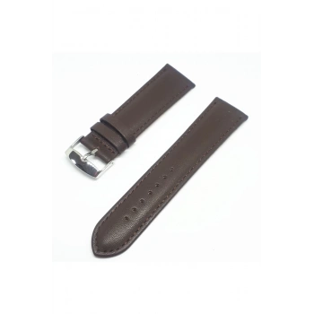 22mm Kahverengi Desensiz Hakiki Deri Saat Kordonu