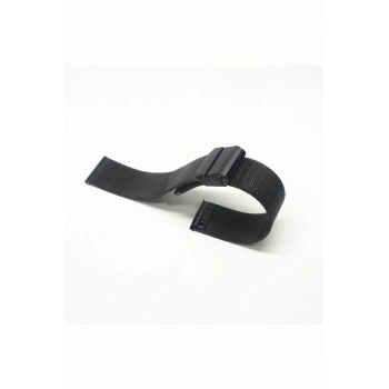 22mm Siyah Renk Hasır İnce Örgü Çelik Kaplama Metal Saat Kordonu