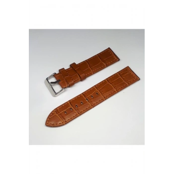 22mm Taba Açık Kahverengi Croco Deri Saat Kayışı Kordonu 22x22