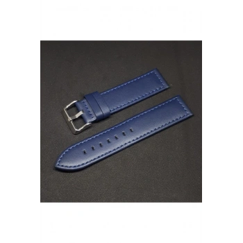 24mm Lacivert Mavi Düz Deri Saat Kayışı Kordonu 24x24