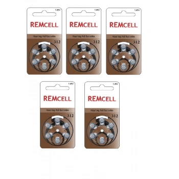 Remcell 312 Numara İşitme Cihaz Pili Kulaklık Pili 6lı Blister-5 PAKET