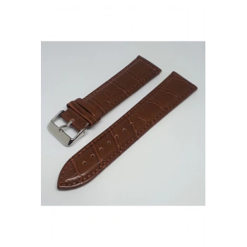 22mm Açık Kahve Taba Renk Croco Suni Deri Saat Kordonu