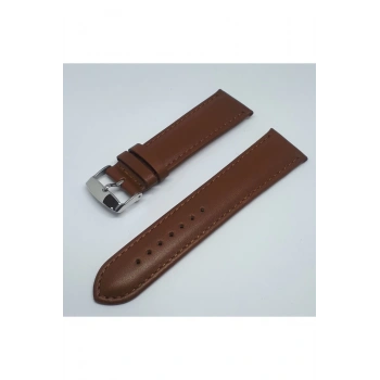 22mm Açık Kahve Taba Renk Desensiz Hakiki Deri Saat Kordonu