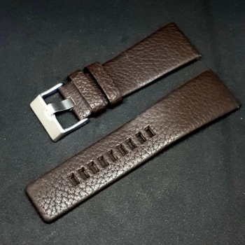 27mm Diesel Uyumlu Kahverengi Çift Sustalı Hakiki Deri Saat Kordonu Toka Ölçü 24mm