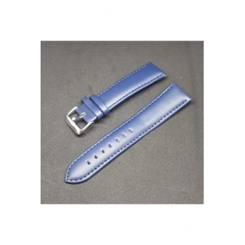 24mm Lacivert Mavi Düz Bombeli Deri Saat Kayışı Saat Kordonu 24x22