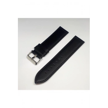 22mm Siyah Düz Deri Saat Kayışı Kordonu 22x22