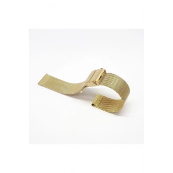 16mm Sarı Gold Renk Hasır İnce Örgü Çelik Kaplama Metal Saat Kordonu