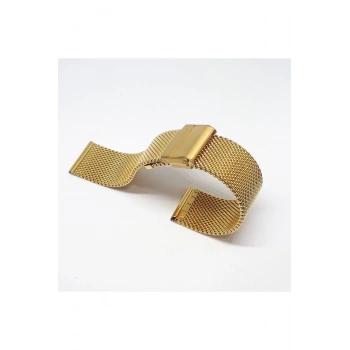 24mm Sarı Gold Renk Hasır Kalın Örgü Çelik Kaplama Metal Saat Kordonu