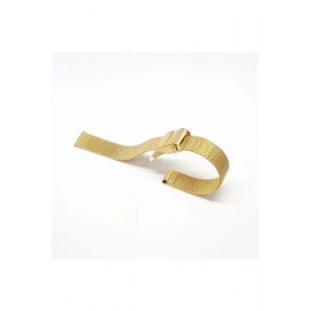 14mm Sarı Gold Renk Hasır İnce Örgü Çelik Kaplama Metal Saat Kordonu