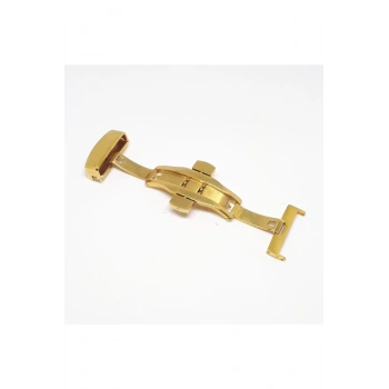 Saat Deri Kordon Klipsi Kelebek Kilit Sarı Gold - Toka Ölçü  26mm