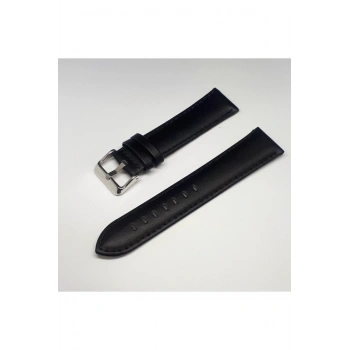 22mm Siyah Düz Bombeli Deri Saat Kayışı Saat Kordonu 22x20